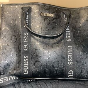 GUESS Black Embossed Logo Handbag